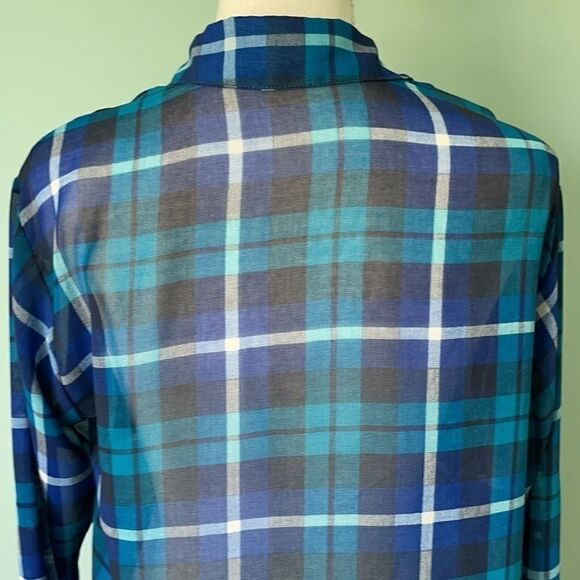 GARAGE Sheer Plaid Long Sleeve Size Extra Small - Picture 5 of 5